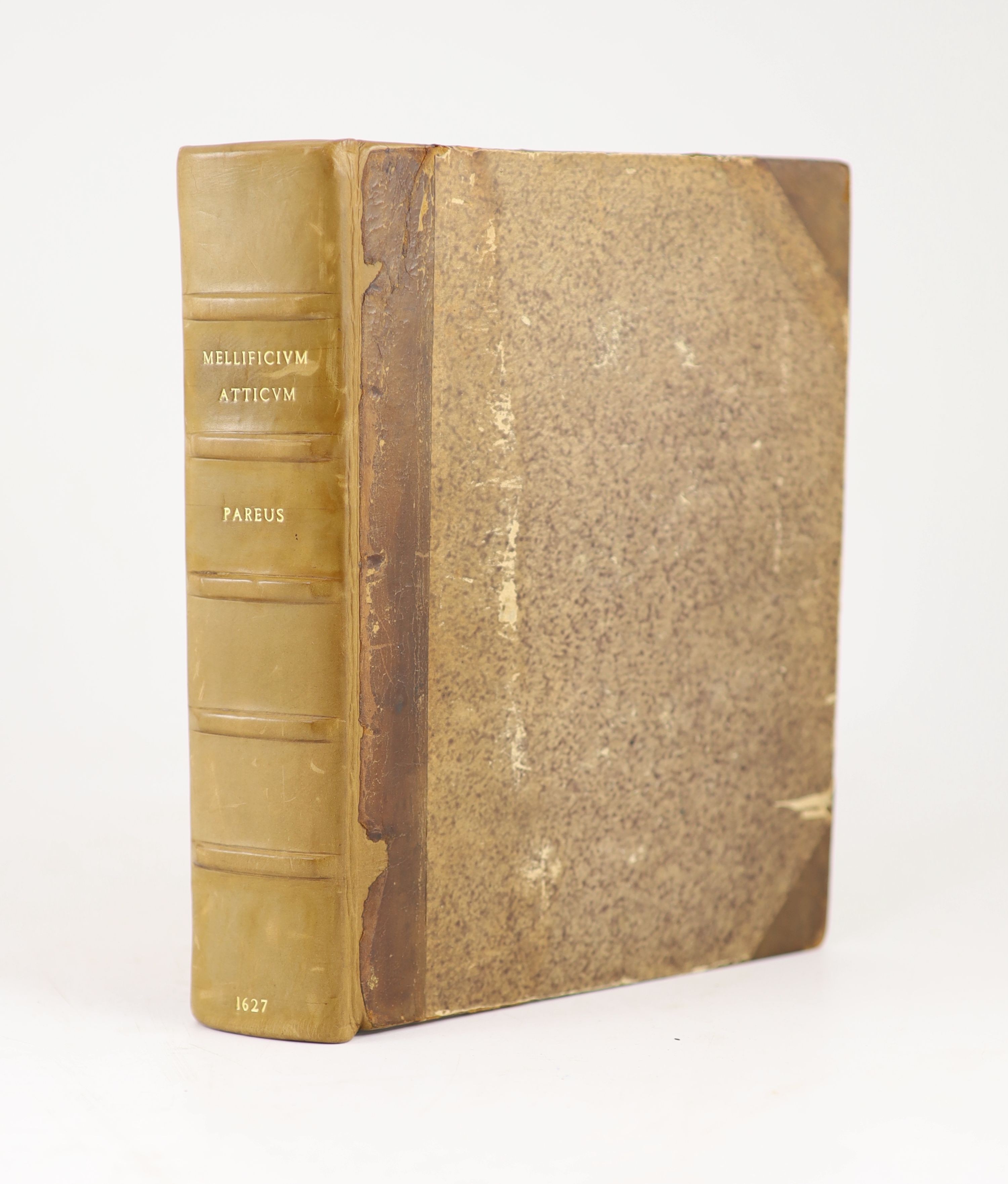 Pareus, Daniel - Mellificium Atticum: in quo Flosculi, ex Omnium Poetarium Graecorum ... engraved pictorial title, head and tailpiece decorations: old half calf and marbled boards, sometime rebacked with gilt-lettered pa